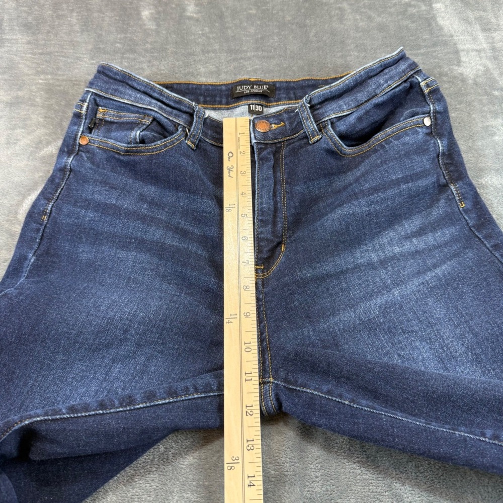 Judy Blue Wide Leg Raw Hem Jeans Dark Wash High Rise Size 11/30 High Rise - Picture 8 of 11